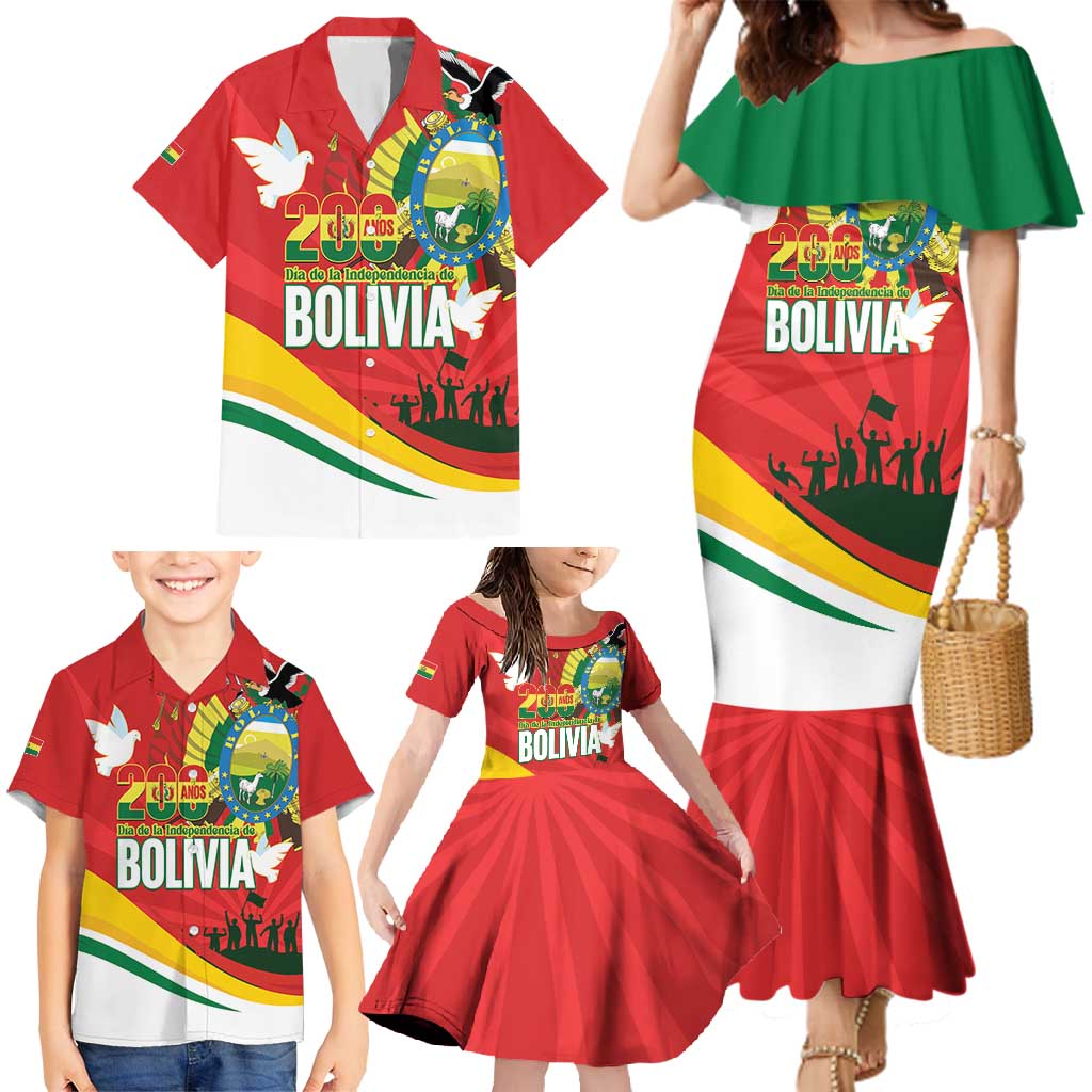 Bolivia Independence Day Family Matching Mermaid Dress and Hawaiian Shirt 200 Anos Dia de la Independencia