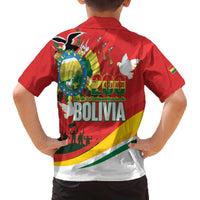 Bolivia Independence Day Family Matching Off The Shoulder Long Sleeve Dress and Hawaiian Shirt 200 Anos Dia de la Independencia