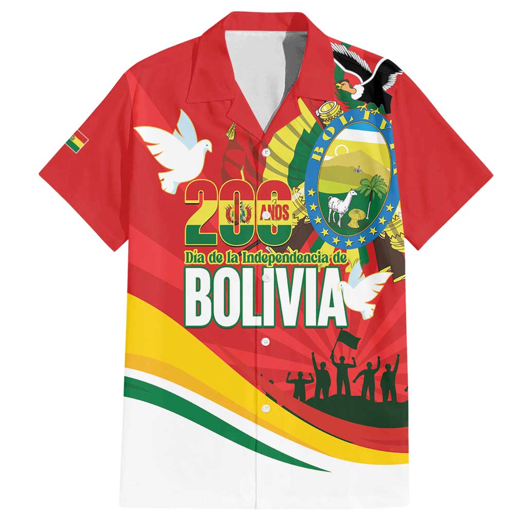 Bolivia Independence Day Family Matching Off Shoulder Maxi Dress and Hawaiian Shirt 200 Anos Dia de la Independencia