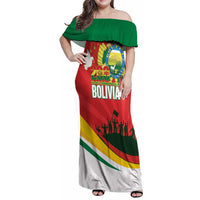 Bolivia Independence Day Family Matching Off Shoulder Maxi Dress and Hawaiian Shirt 200 Anos Dia de la Independencia