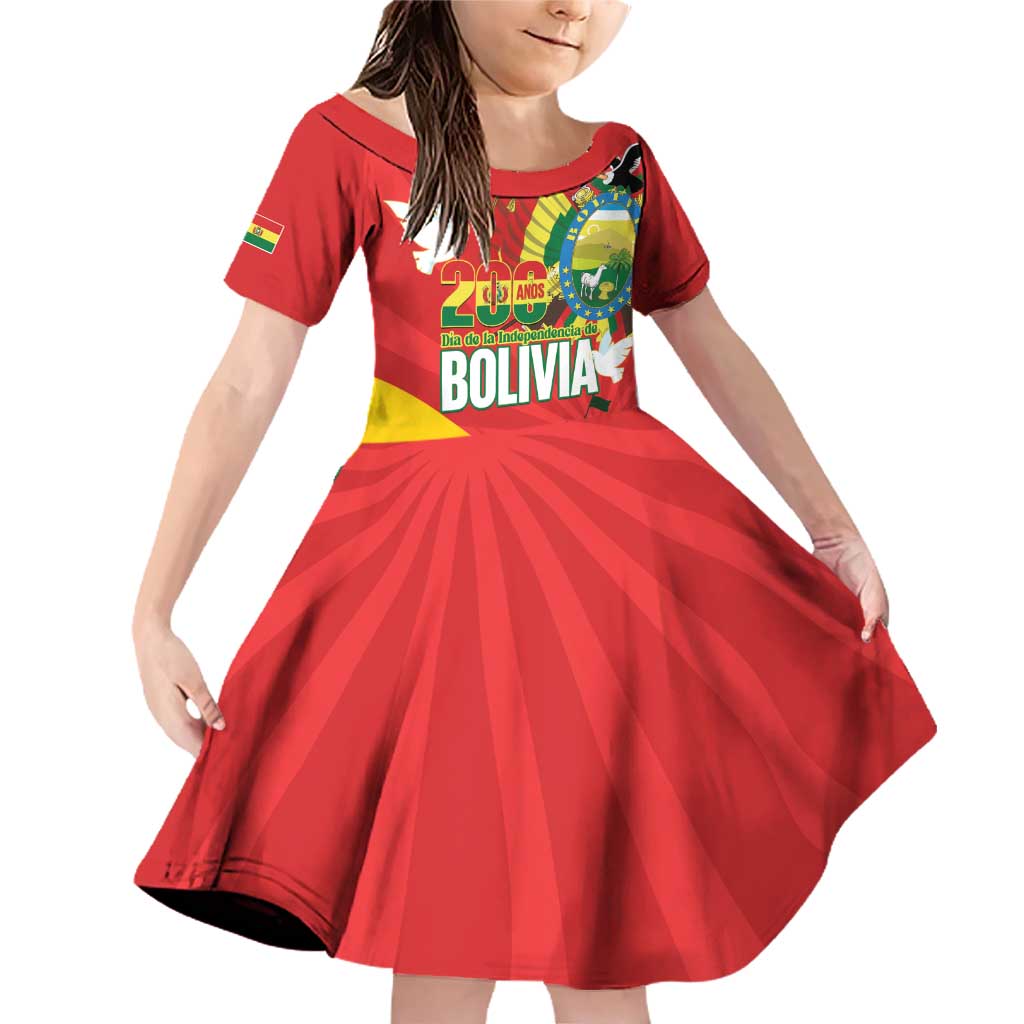 Bolivia Independence Day Family Matching Off Shoulder Short Dress and Hawaiian Shirt 200 Anos Dia de la Independencia