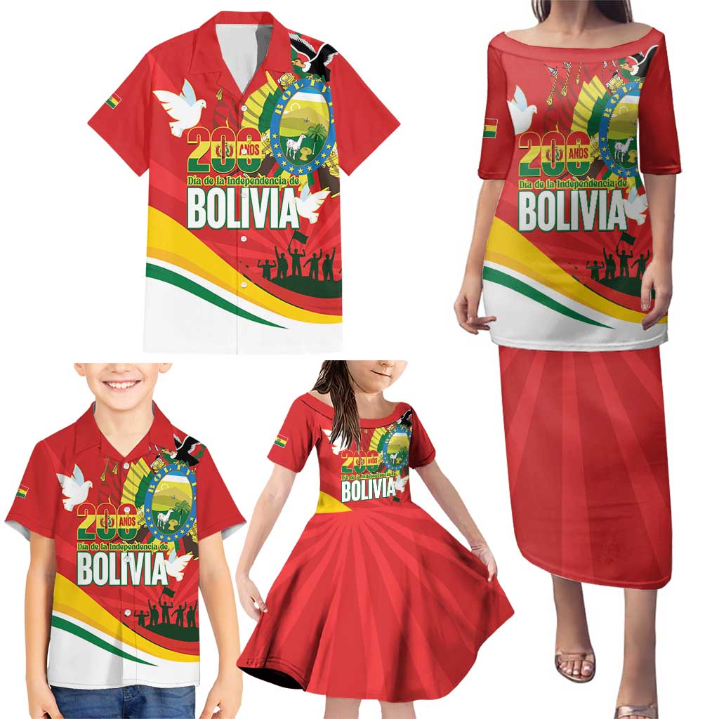 Bolivia Independence Day Family Matching Puletasi and Hawaiian Shirt 200 Anos Dia de la Independencia