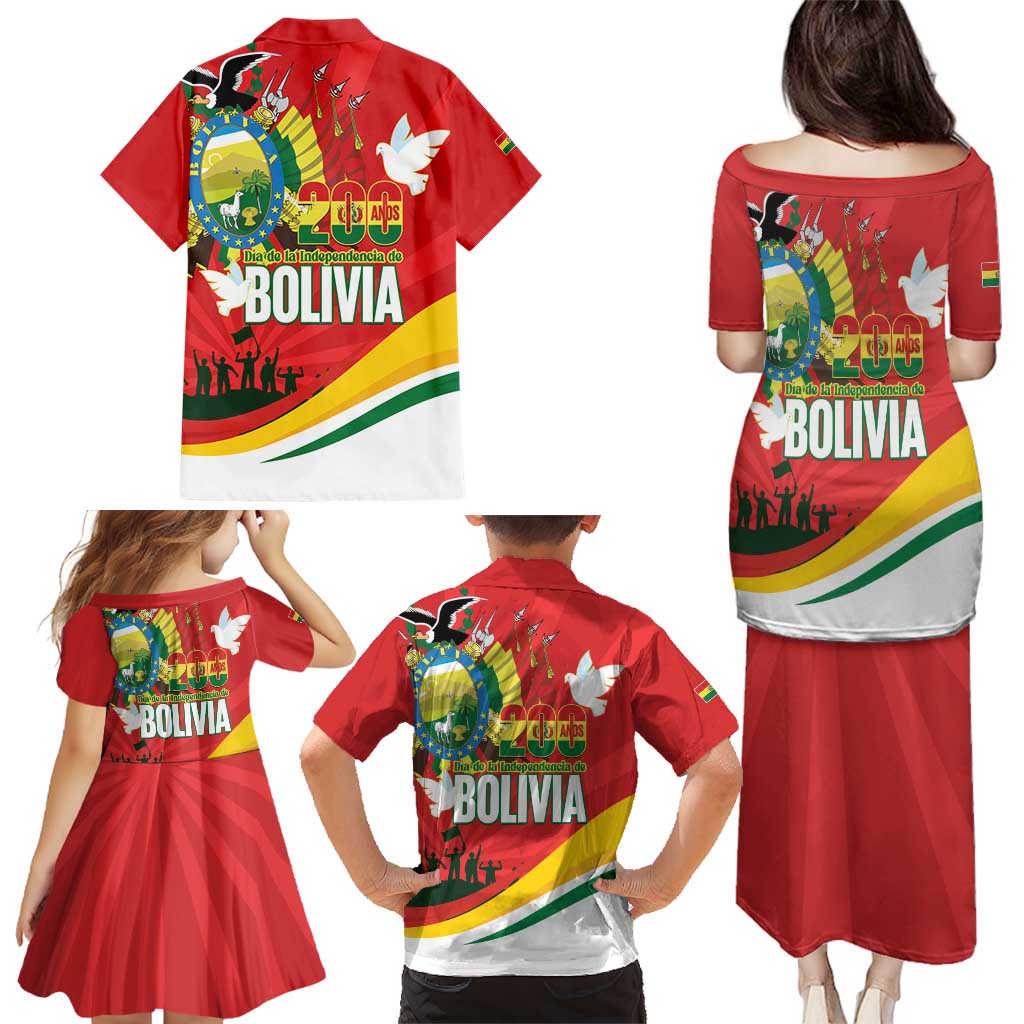 Bolivia Independence Day Family Matching Puletasi and Hawaiian Shirt 200 Anos Dia de la Independencia