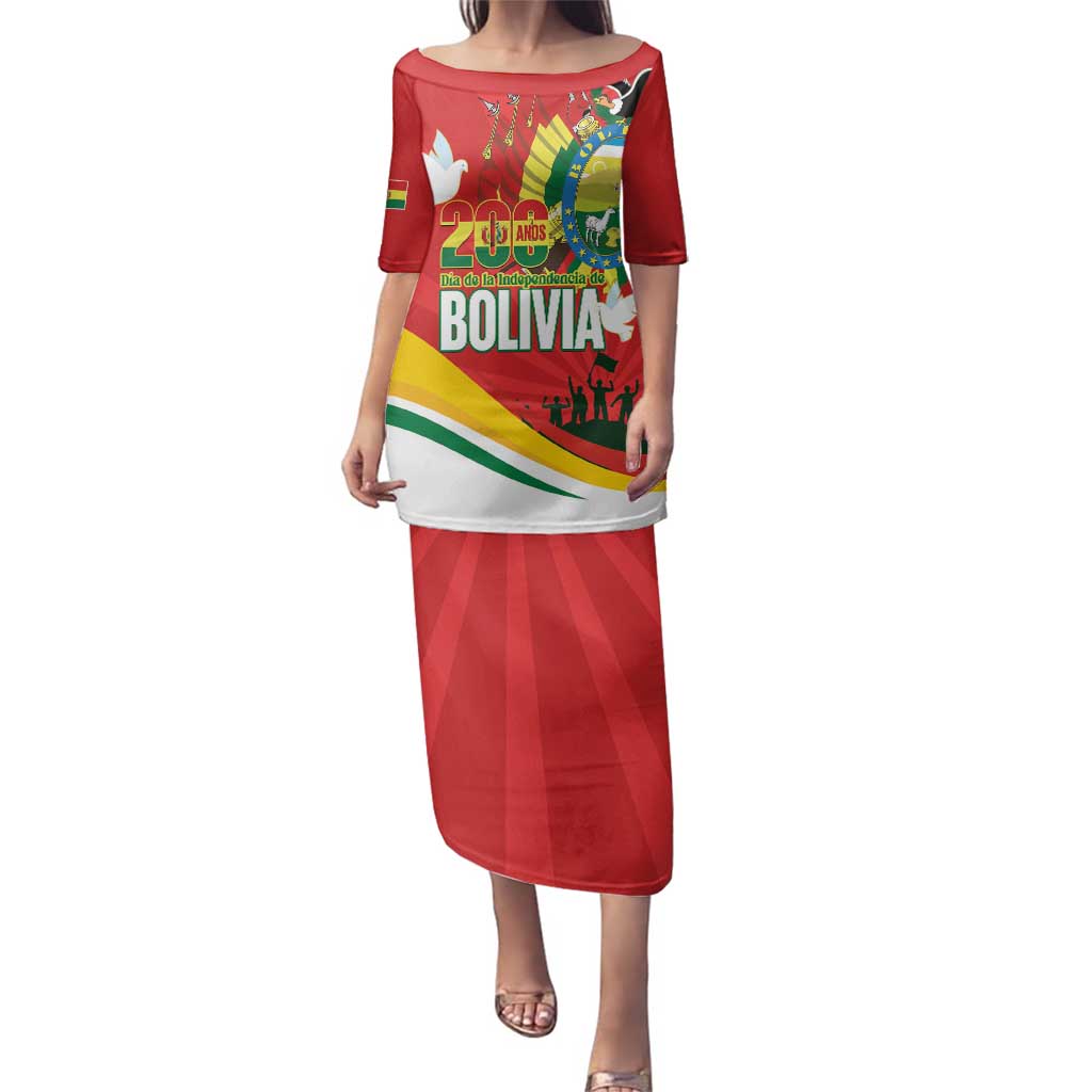 Bolivia Independence Day Family Matching Puletasi and Hawaiian Shirt 200 Anos Dia de la Independencia
