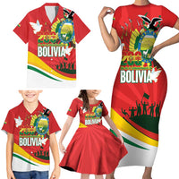 Bolivia Independence Day Family Matching Short Sleeve Bodycon Dress and Hawaiian Shirt 200 Anos Dia de la Independencia