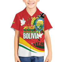 Bolivia Independence Day Family Matching Short Sleeve Bodycon Dress and Hawaiian Shirt 200 Anos Dia de la Independencia