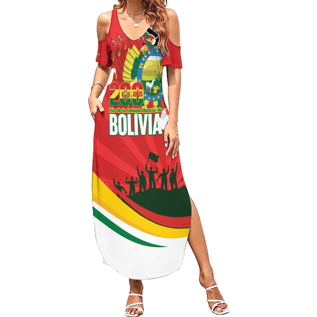 Bolivia Independence Day Family Matching Summer Maxi Dress and Hawaiian Shirt 200 Anos Dia de la Independencia