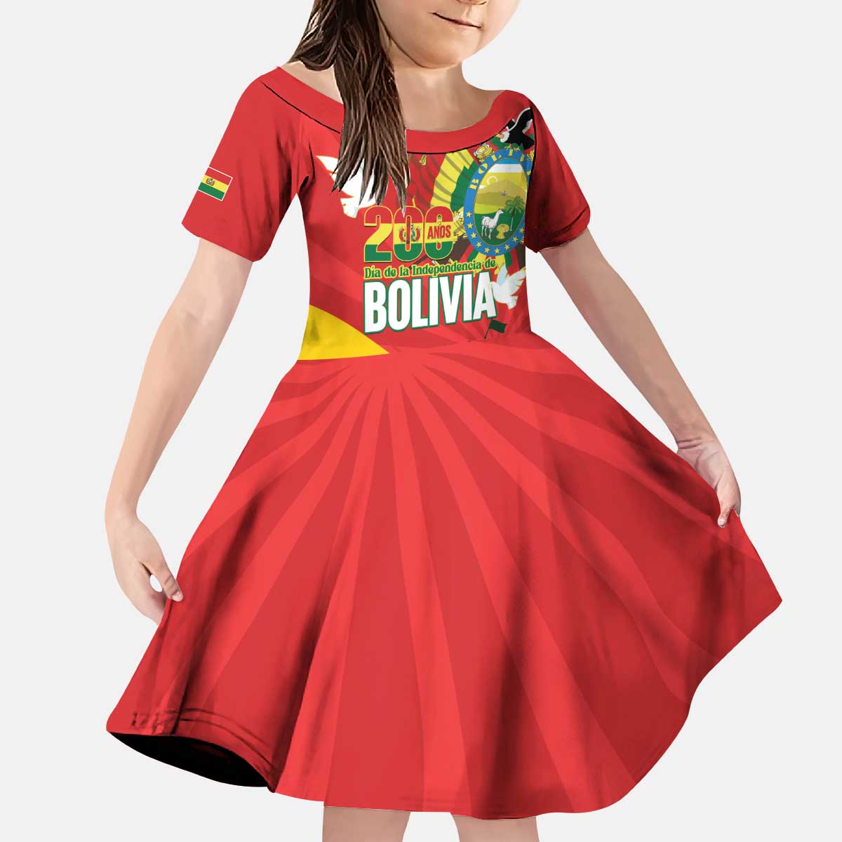 Bolivia Independence Day Kid Short Sleeve Dress 200 Anos Dia de la Independencia