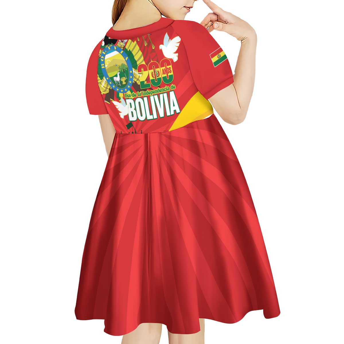Bolivia Independence Day Kid Short Sleeve Dress 200 Anos Dia de la Independencia