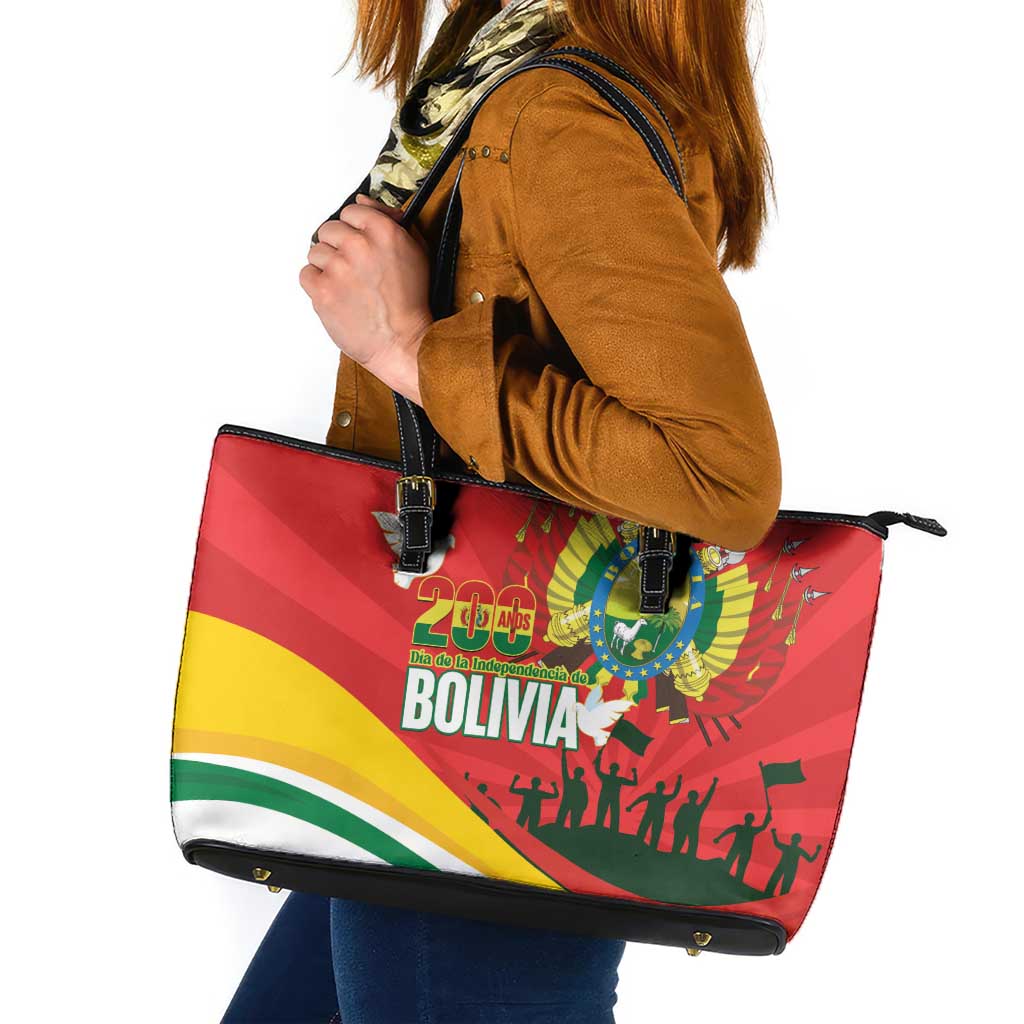 Bolivia Independence Day Leather Tote Bag 200 Anos Dia de la Independencia