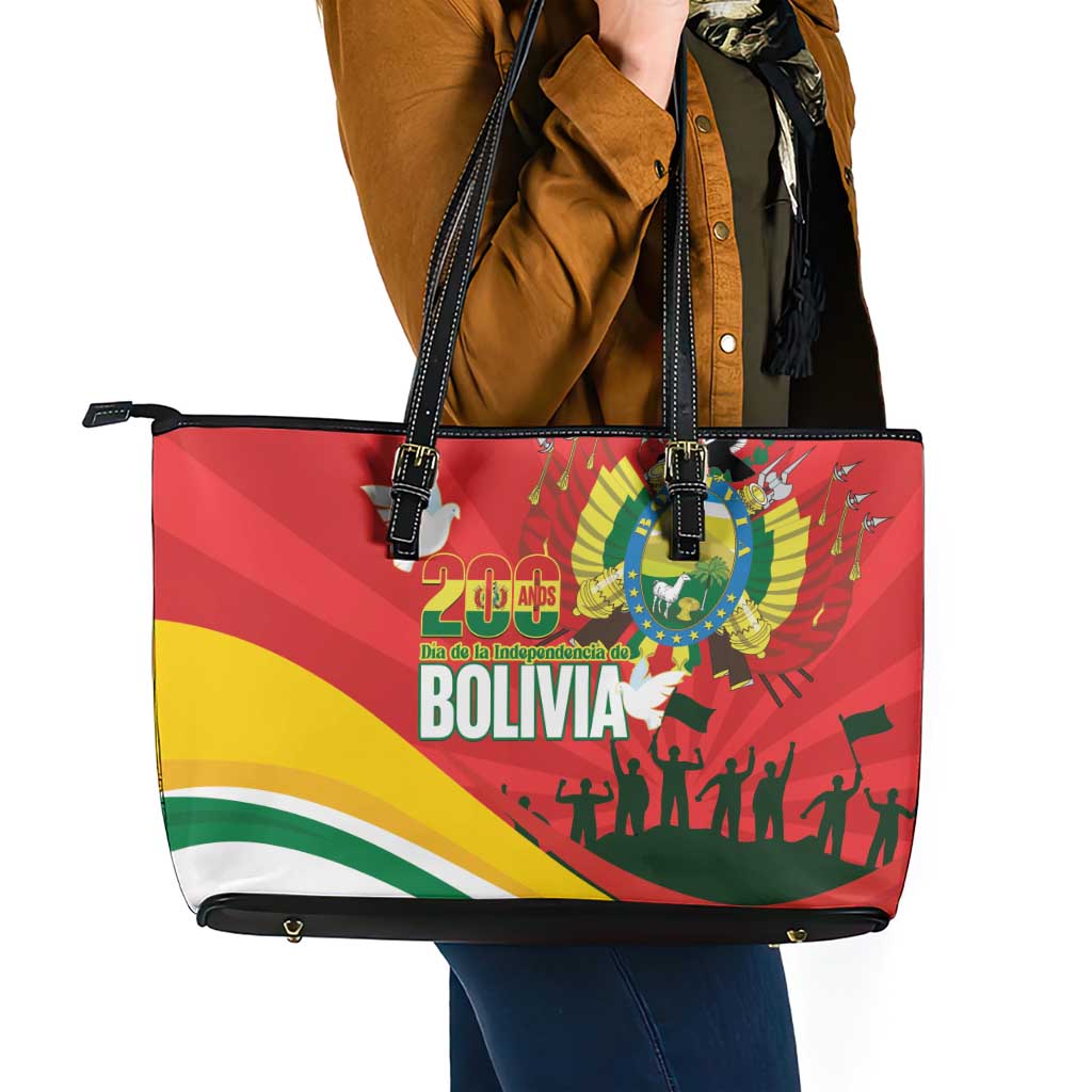 Bolivia Independence Day Leather Tote Bag 200 Anos Dia de la Independencia