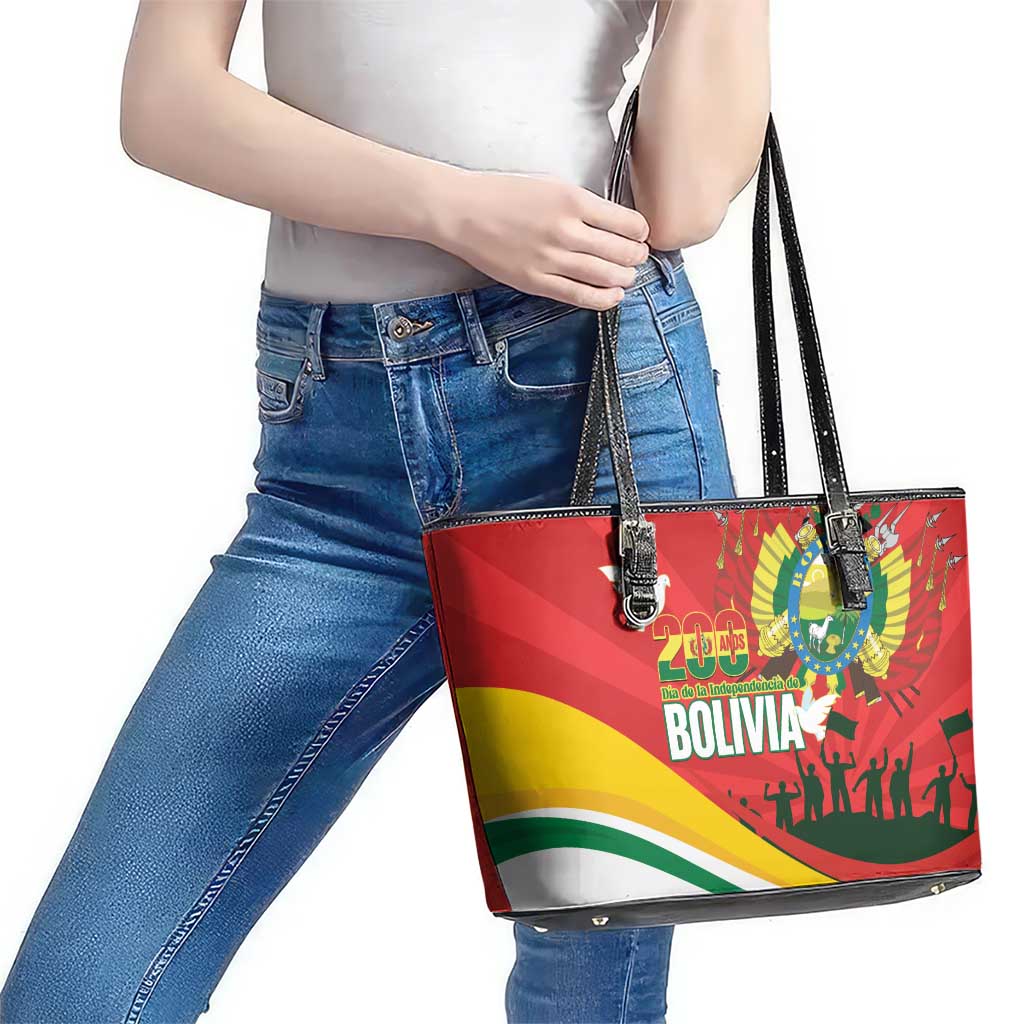 Bolivia Independence Day Leather Tote Bag 200 Anos Dia de la Independencia
