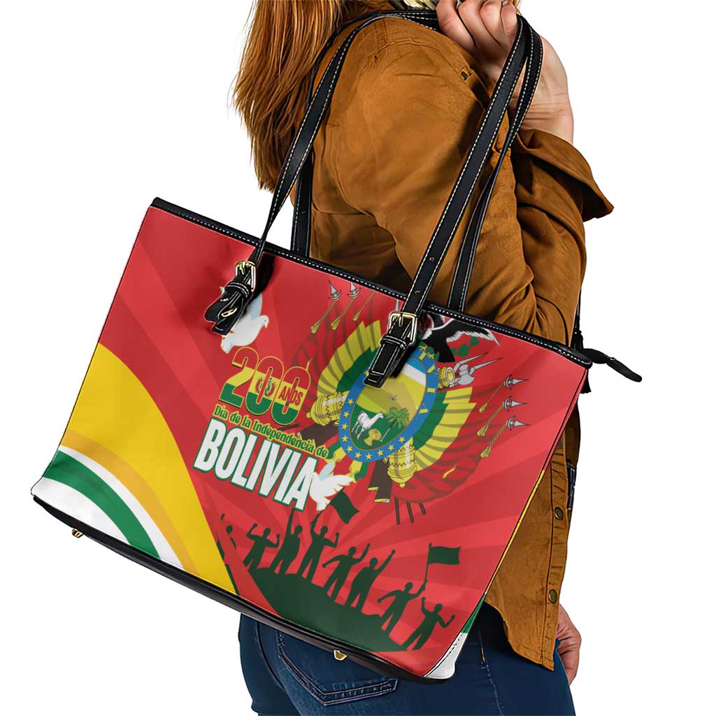 Bolivia Independence Day Leather Tote Bag 200 Anos Dia de la Independencia