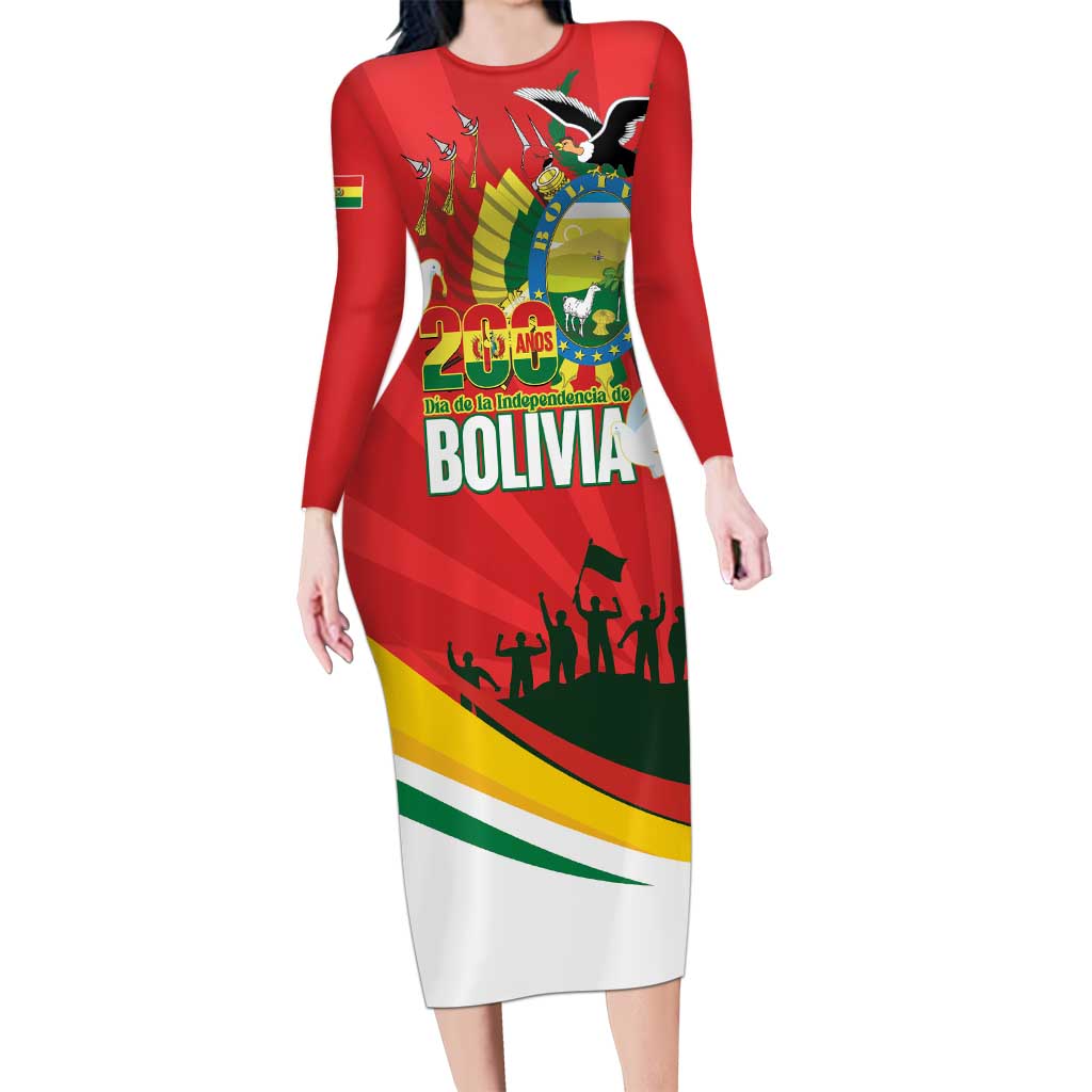 Bolivia Independence Day Long Sleeve Bodycon Dress 200 Anos Dia de la Independencia