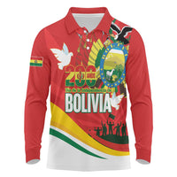 Bolivia Independence Day Long Sleeve Polo Shirt 200 Anos Dia de la Independencia