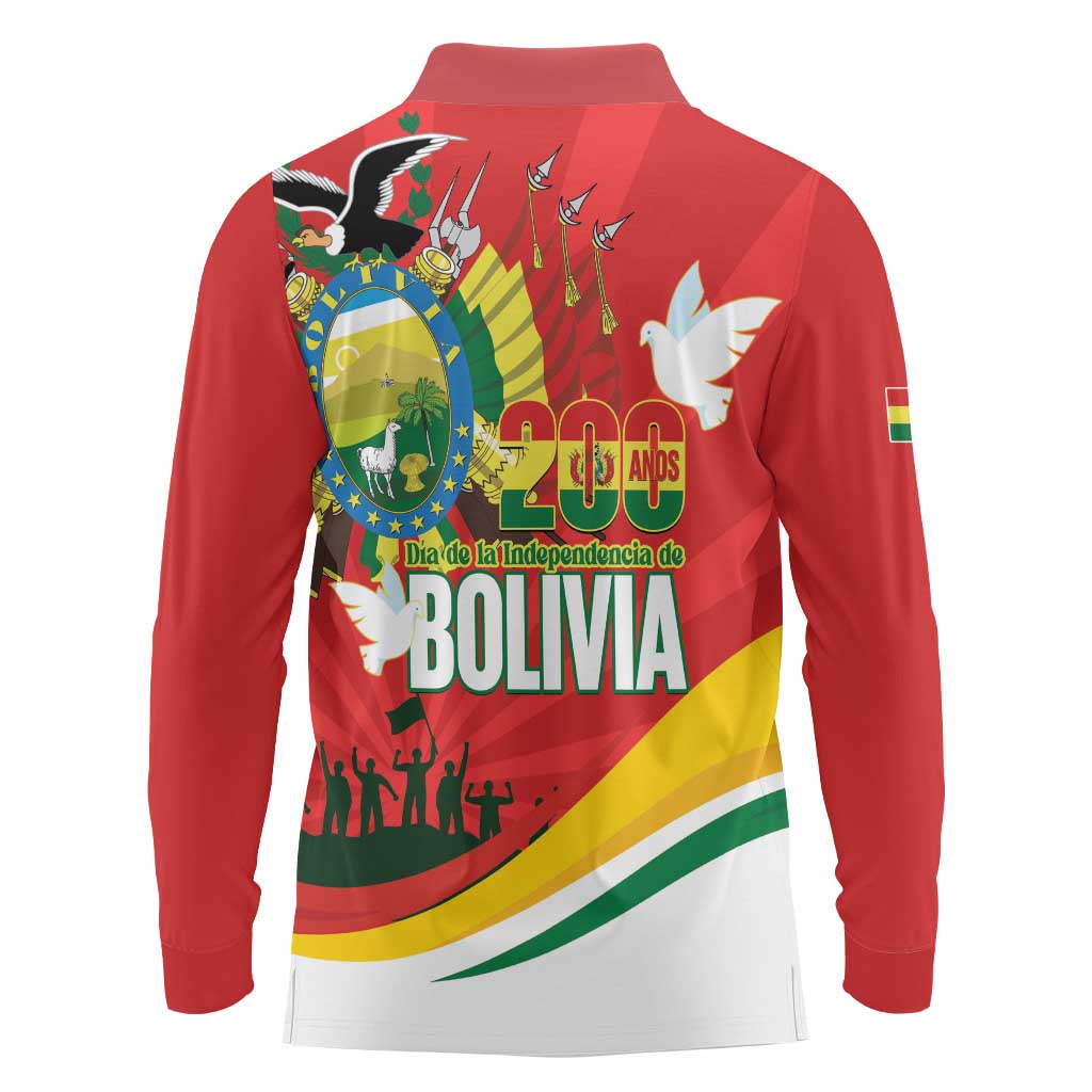 Bolivia Independence Day Long Sleeve Polo Shirt 200 Anos Dia de la Independencia
