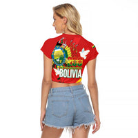 Bolivia Independence Day Raglan Cropped T Shirt 200 Anos Dia de la Independencia