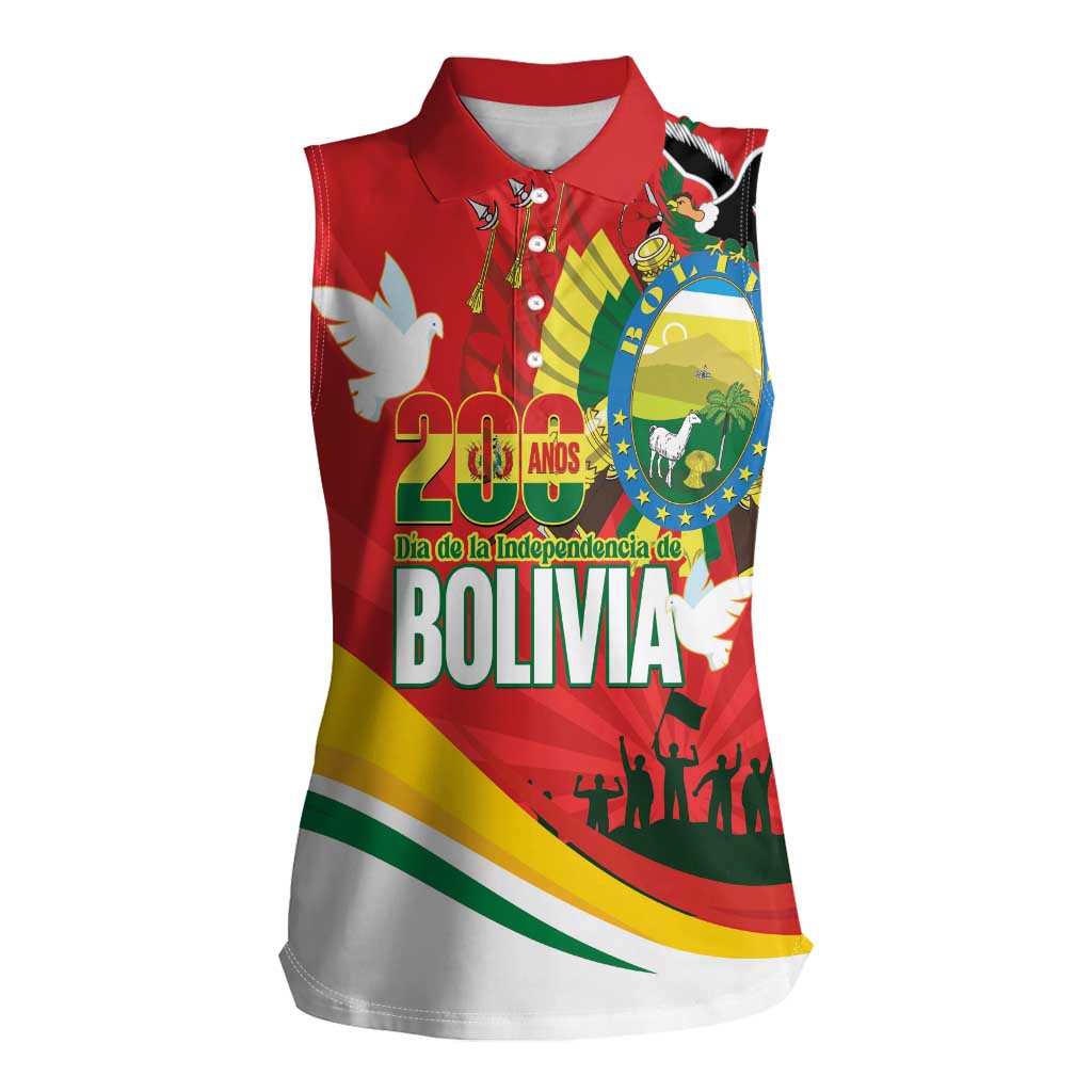 Bolivia Independence Day Women Sleeveless Polo Shirt 200 Anos Dia de la Independencia