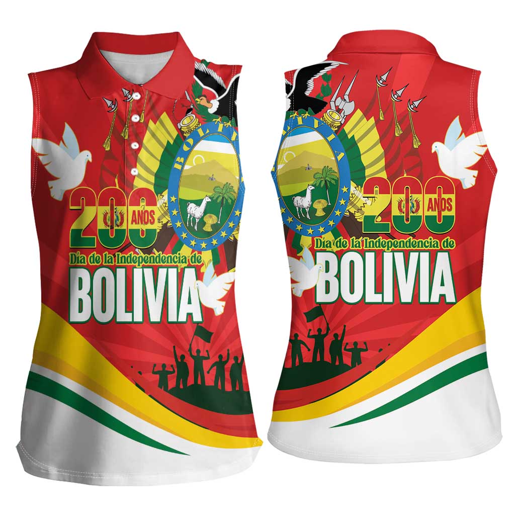 Bolivia Independence Day Women Sleeveless Polo Shirt 200 Anos Dia de la Independencia