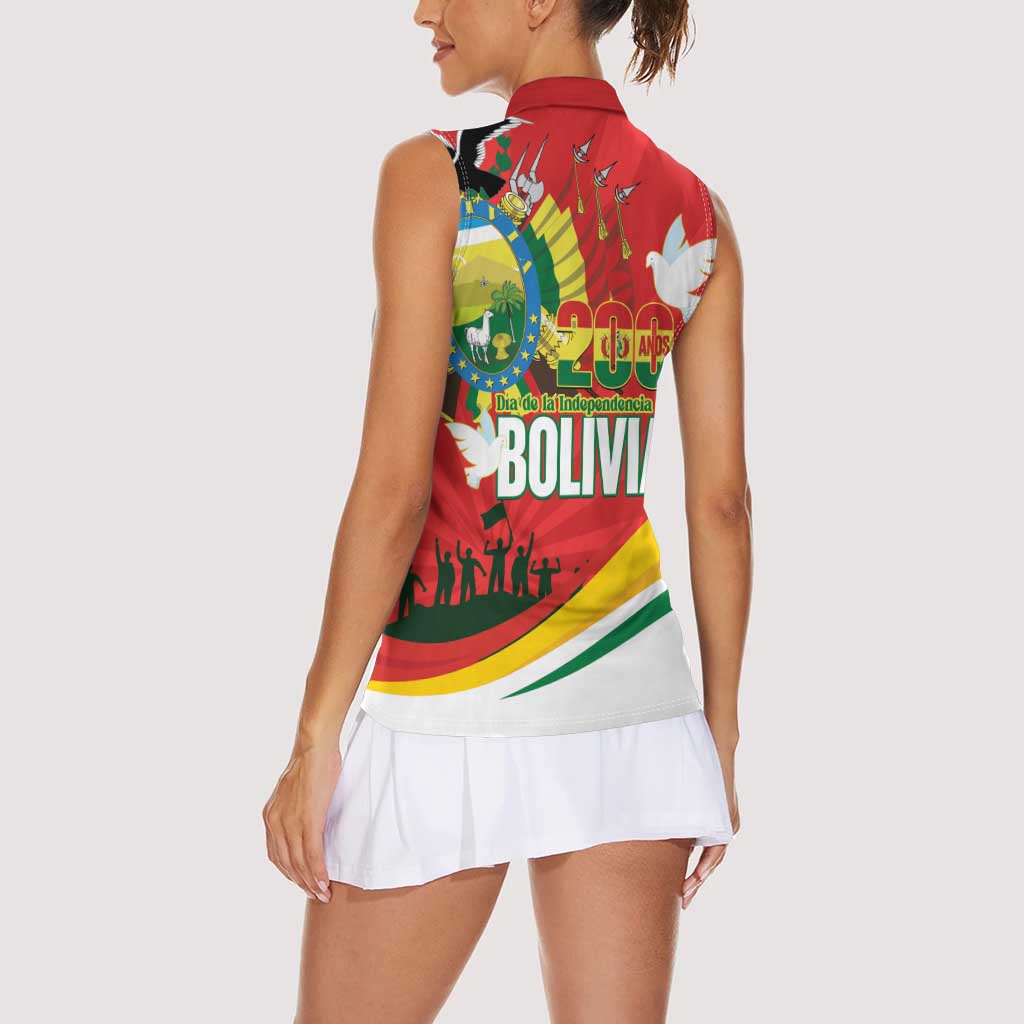 Bolivia Independence Day Women Sleeveless Polo Shirt 200 Anos Dia de la Independencia
