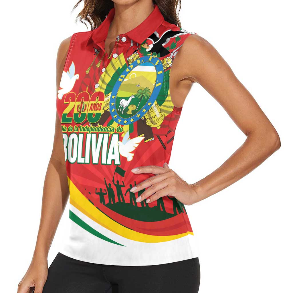 Bolivia Independence Day Women Sleeveless Polo Shirt 200 Anos Dia de la Independencia