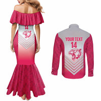 South Africa Rugby Custom Couples Matching Mermaid Dress and Long Sleeve Button Shirt Come On Puma African Pattern