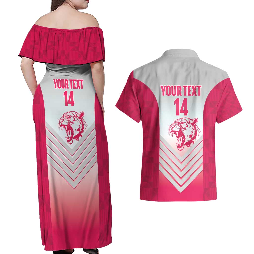 South Africa Rugby Custom Couples Matching Off Shoulder Maxi Dress and Hawaiian Shirt Come On Puma African Pattern