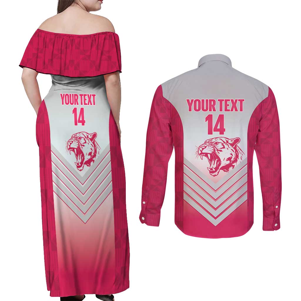 South Africa Rugby Custom Couples Matching Off Shoulder Maxi Dress and Long Sleeve Button Shirt Come On Puma African Pattern