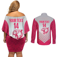 South Africa Rugby Custom Couples Matching Off Shoulder Short Dress and Long Sleeve Button Shirt Come On Puma African Pattern