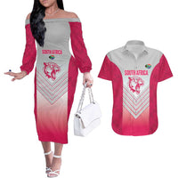 South Africa Rugby Custom Couples Matching Off The Shoulder Long Sleeve Dress and Hawaiian Shirt Come On Puma African Pattern