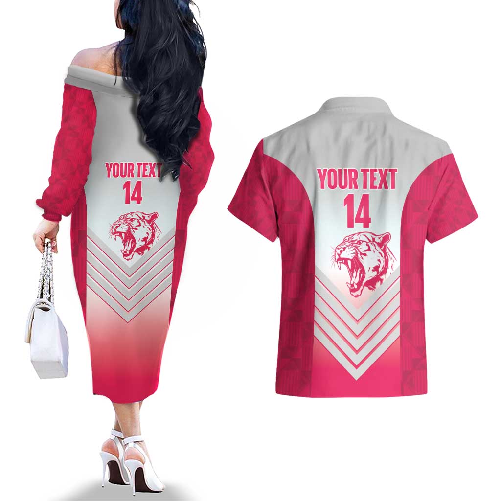 South Africa Rugby Custom Couples Matching Off The Shoulder Long Sleeve Dress and Hawaiian Shirt Come On Puma African Pattern