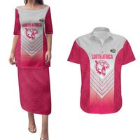 South Africa Rugby Custom Couples Matching Puletasi and Hawaiian Shirt Come On Puma African Pattern