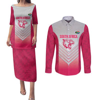 South Africa Rugby Custom Couples Matching Puletasi and Long Sleeve Button Shirt Come On Puma African Pattern