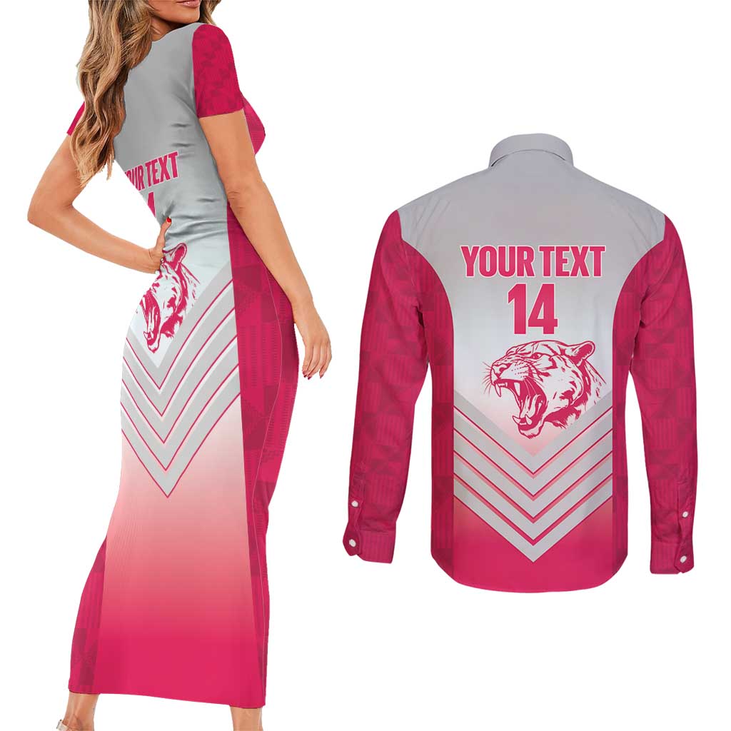 South Africa Rugby Custom Couples Matching Short Sleeve Bodycon Dress and Long Sleeve Button Shirt Come On Puma African Pattern