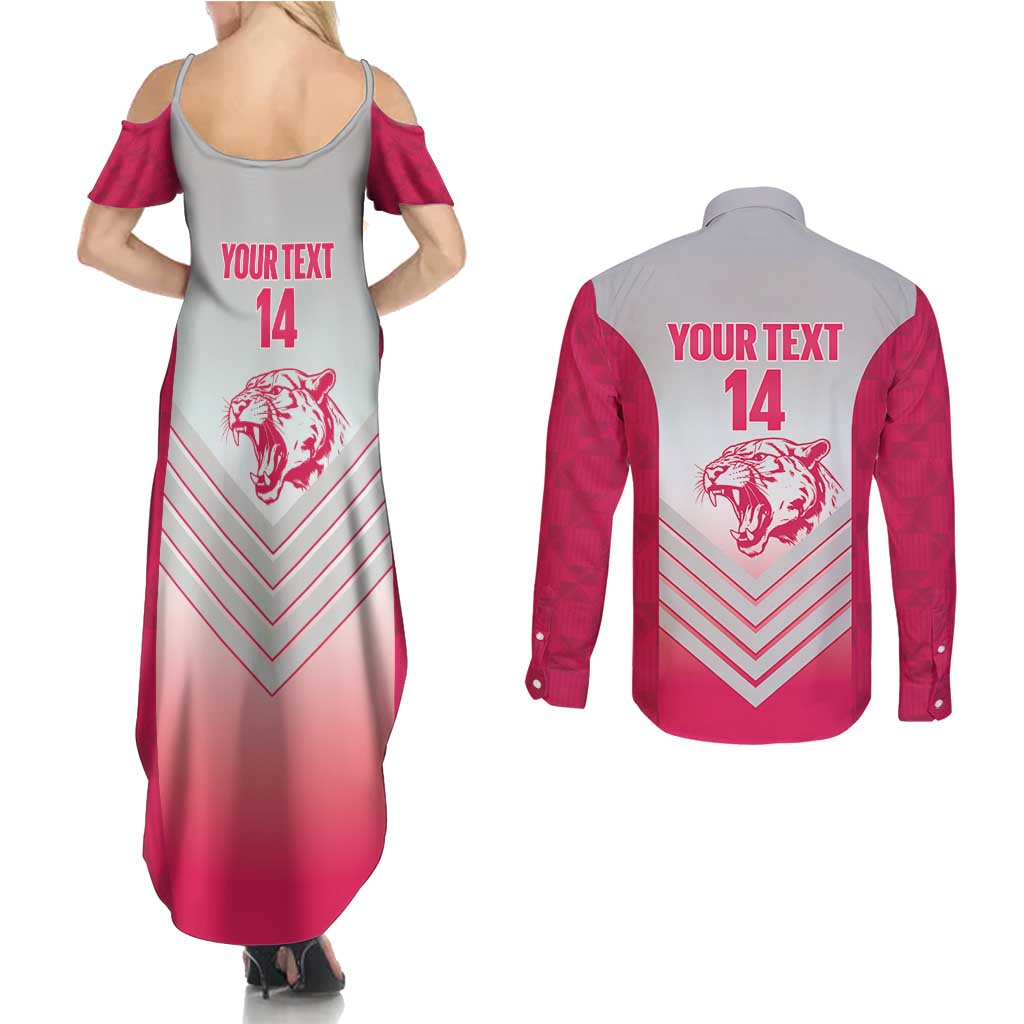 South Africa Rugby Custom Couples Matching Summer Maxi Dress and Long Sleeve Button Shirt Come On Puma African Pattern