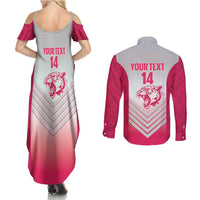 South Africa Rugby Custom Couples Matching Summer Maxi Dress and Long Sleeve Button Shirt Come On Puma African Pattern