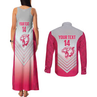South Africa Rugby Custom Couples Matching Tank Maxi Dress and Long Sleeve Button Shirt Come On Puma African Pattern
