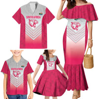 South Africa Rugby Custom Family Matching Mermaid Dress and Hawaiian Shirt Come On Puma African Pattern