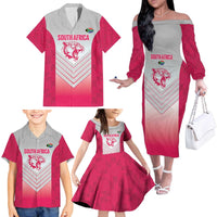 South Africa Rugby Custom Family Matching Off The Shoulder Long Sleeve Dress and Hawaiian Shirt Come On Puma African Pattern