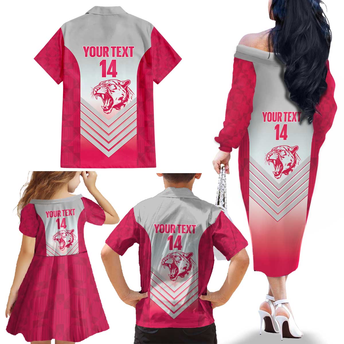 South Africa Rugby Custom Family Matching Off The Shoulder Long Sleeve Dress and Hawaiian Shirt Come On Puma African Pattern