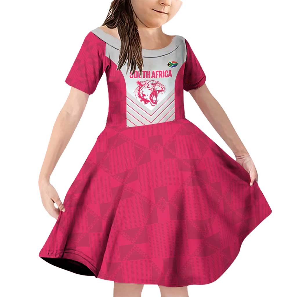 South Africa Rugby Custom Family Matching Off Shoulder Short Dress and Hawaiian Shirt Come On Puma African Pattern