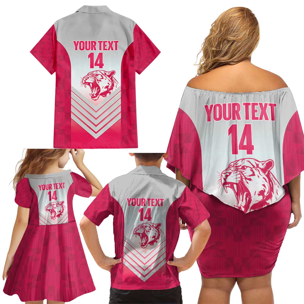 South Africa Rugby Custom Family Matching Off Shoulder Short Dress and Hawaiian Shirt Come On Puma African Pattern