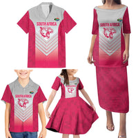 South Africa Rugby Custom Family Matching Puletasi and Hawaiian Shirt Come On Puma African Pattern