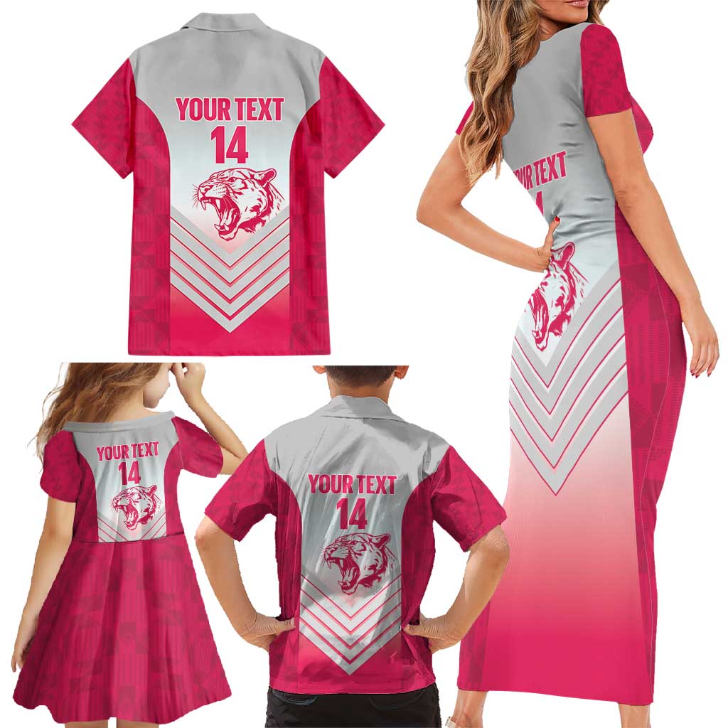 South Africa Rugby Custom Family Matching Short Sleeve Bodycon Dress and Hawaiian Shirt Come On Puma African Pattern