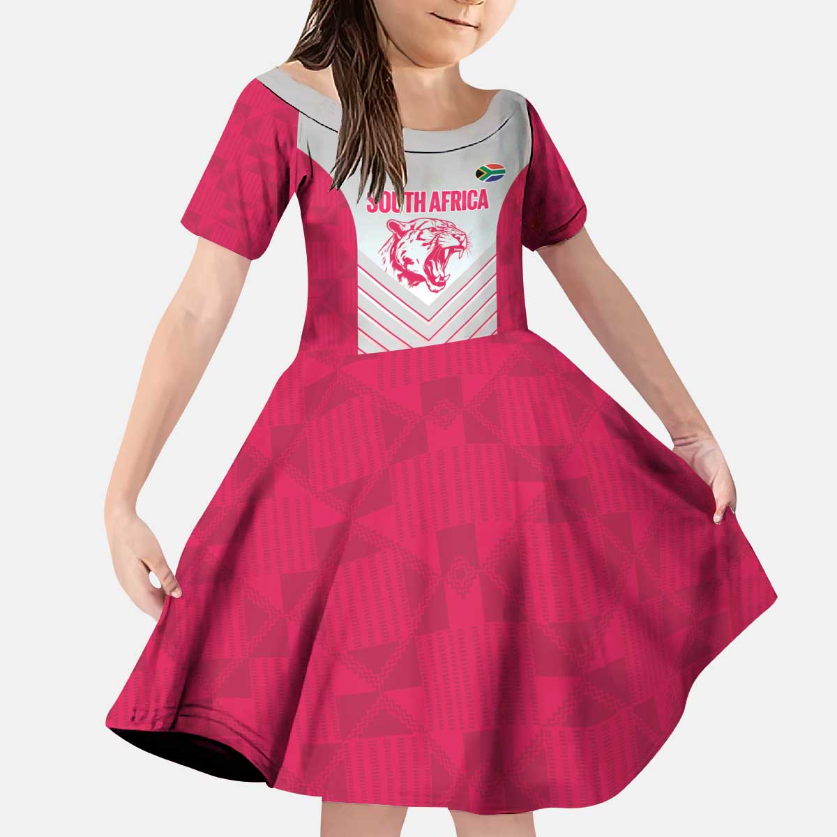 South Africa Rugby Custom Kid Short Sleeve Dress Come On Puma African Pattern