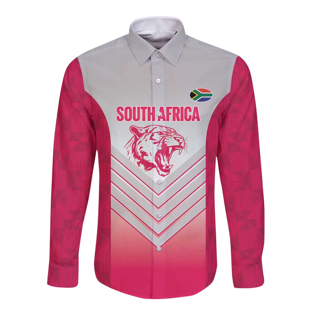 South Africa Rugby Custom Long Sleeve Button Shirt Come On Puma African Pattern