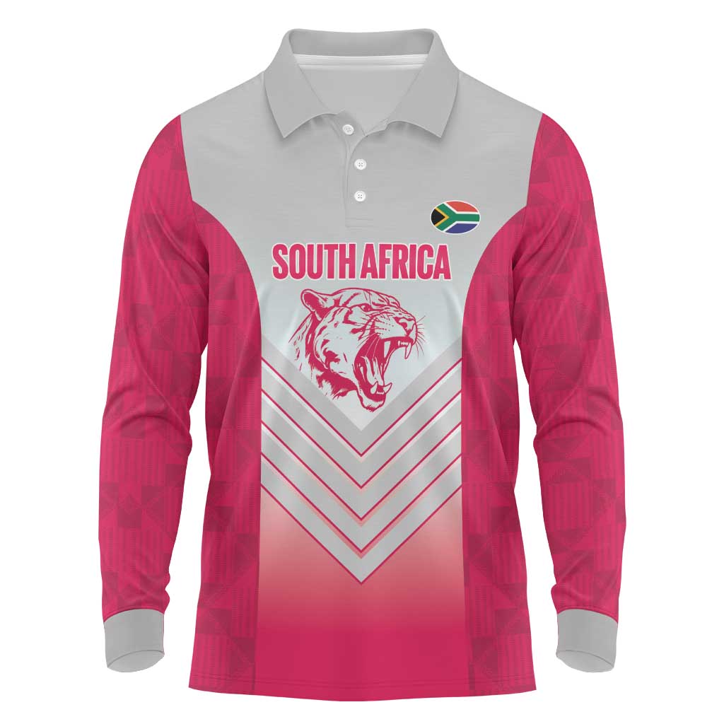 South Africa Rugby Custom Long Sleeve Polo Shirt Come On Puma African Pattern