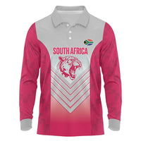 South Africa Rugby Custom Long Sleeve Polo Shirt Come On Puma African Pattern