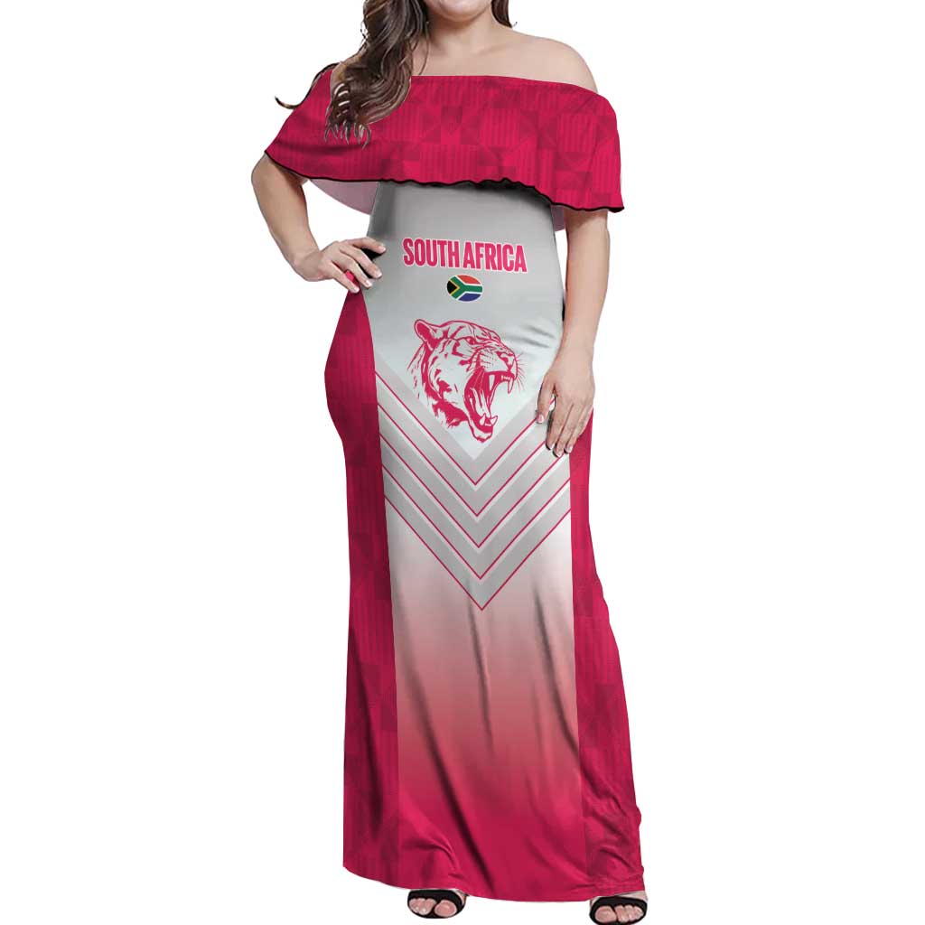 South Africa Rugby Custom Off Shoulder Maxi Dress Come On Puma African Pattern