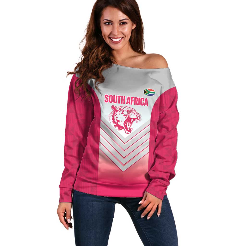 South Africa Rugby Custom Off Shoulder Sweater Come On Puma African Pattern
